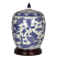 Rounded Ginger Jar in blue and white dragon decoration: 10 inch high