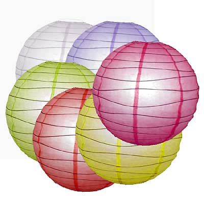 Coloured Paper Lantern 40cm  - Pack 12 assorted