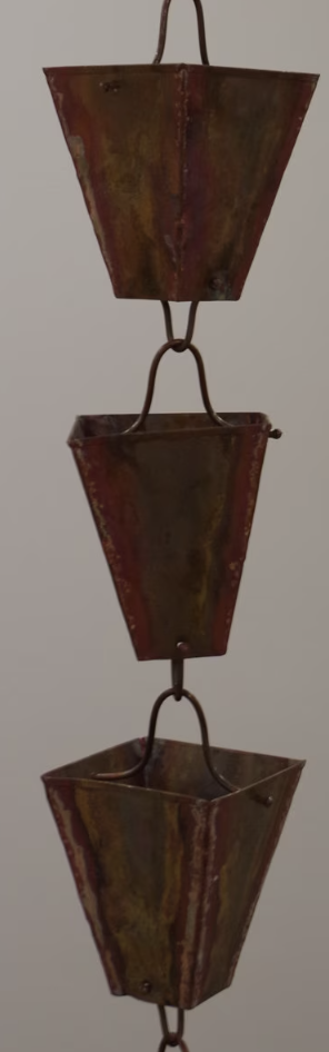 Copper Large Square Cup Rain Chain 3m Kusari-Do