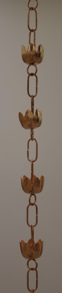 Copper Lily Cup Rain Chain 3m Kusari-Do 