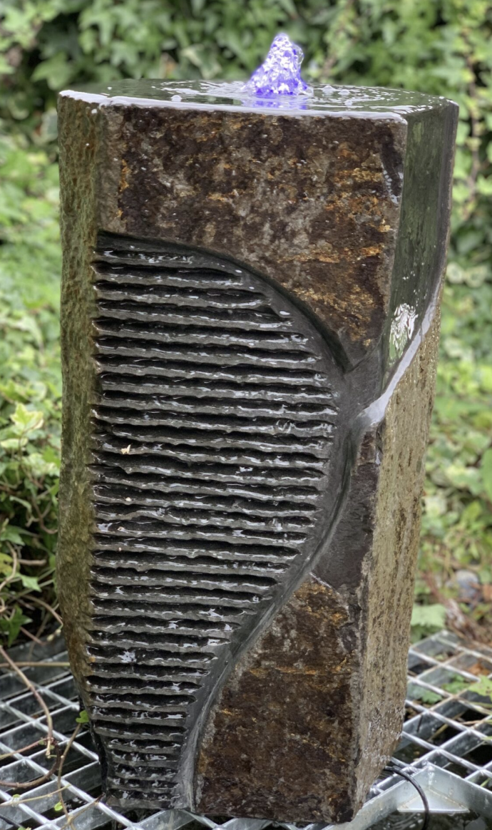 Chiselled Basalt Fountain 60cm h