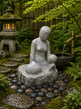 Mother and Child Granite Sculpture Fountain