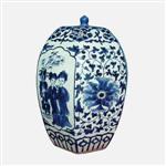 Six-sided Ginger Jar with ladies in garden design: 12 inch high